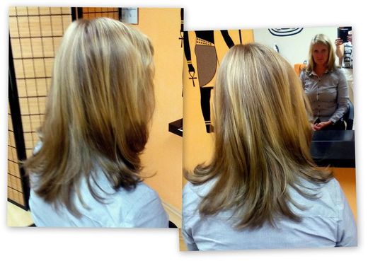 Přírodní blond s tmavšími konečky